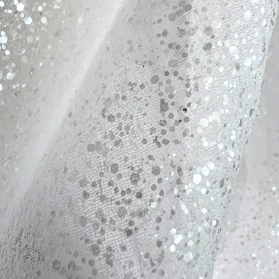 Tul Glitter transparente - 100% nylon, 120 gsm, 150 cm de ancho 3