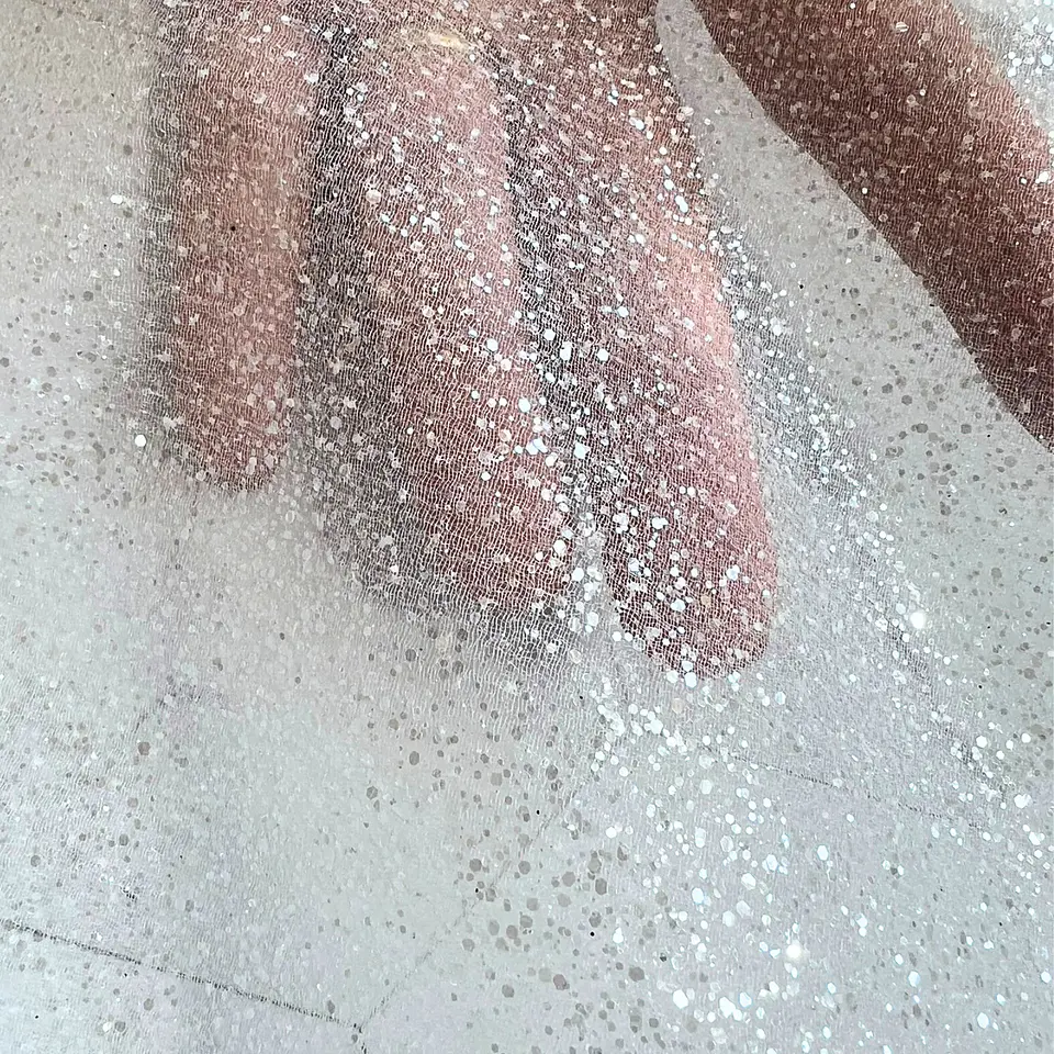 Tul Glitter transparente - 100% nylon, 120 gsm, 150 cm de ancho 5