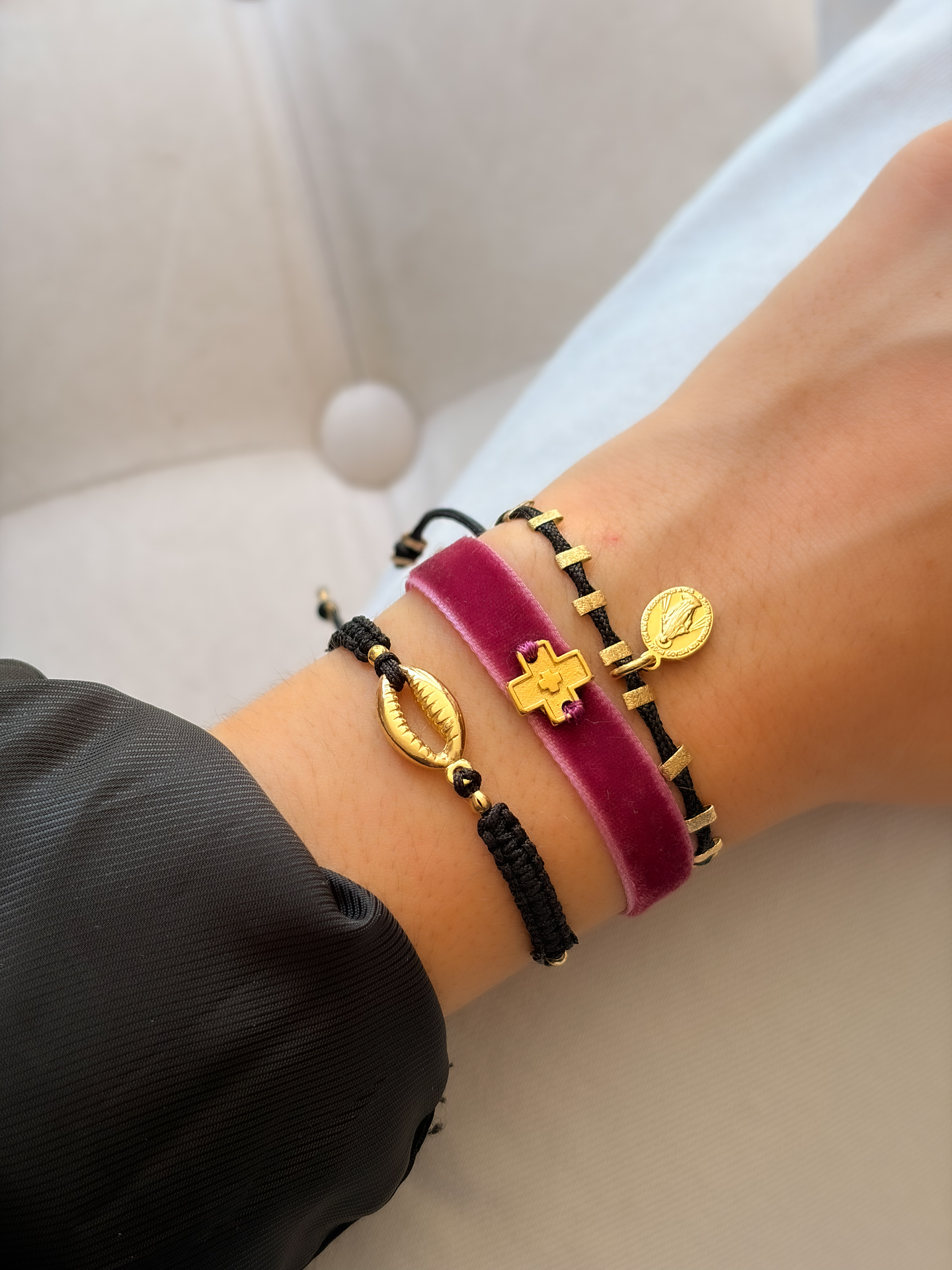 Pulsera Terciopelo Rosado 1