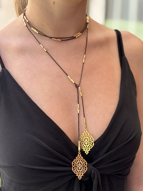 Collar Cuero Café