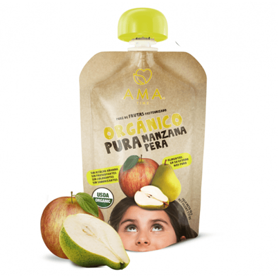 Puré Manzana Pera Orgánico 90 gr - Ama