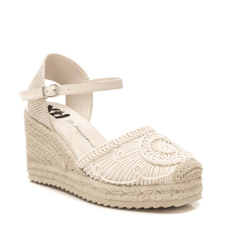 Spadrille tono talco en tela con plataforma de 6 1/2 cm 1