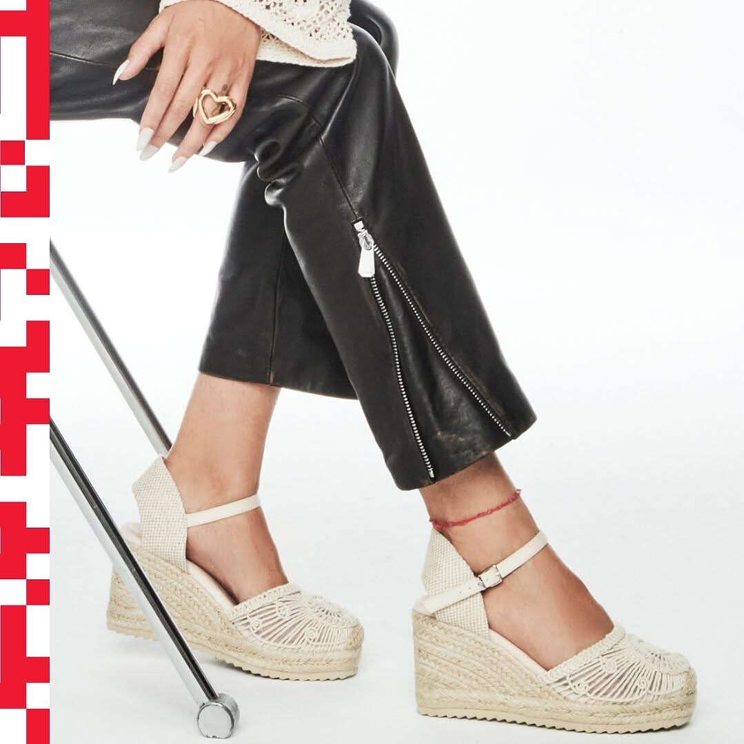 Spadrille tono talco en tela con plataforma de 6 1/2 cm 2