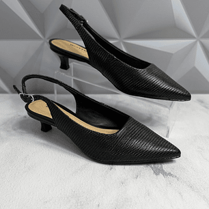 Stiletto destalonado negro en cuero bottero