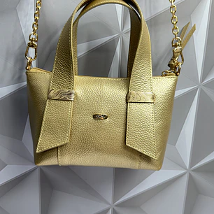 CARTERA MINI DORADA EN CUERO