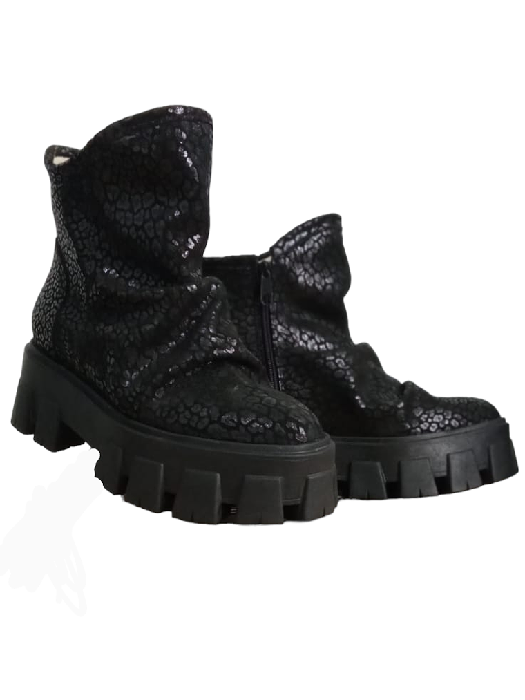 BOTIN MUJER PLANO - ARRUGADO NEGRO 1
