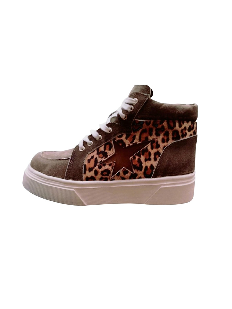 ZAPATILLA MUJER CAÑA ALTA - TAUPE PRINT 1