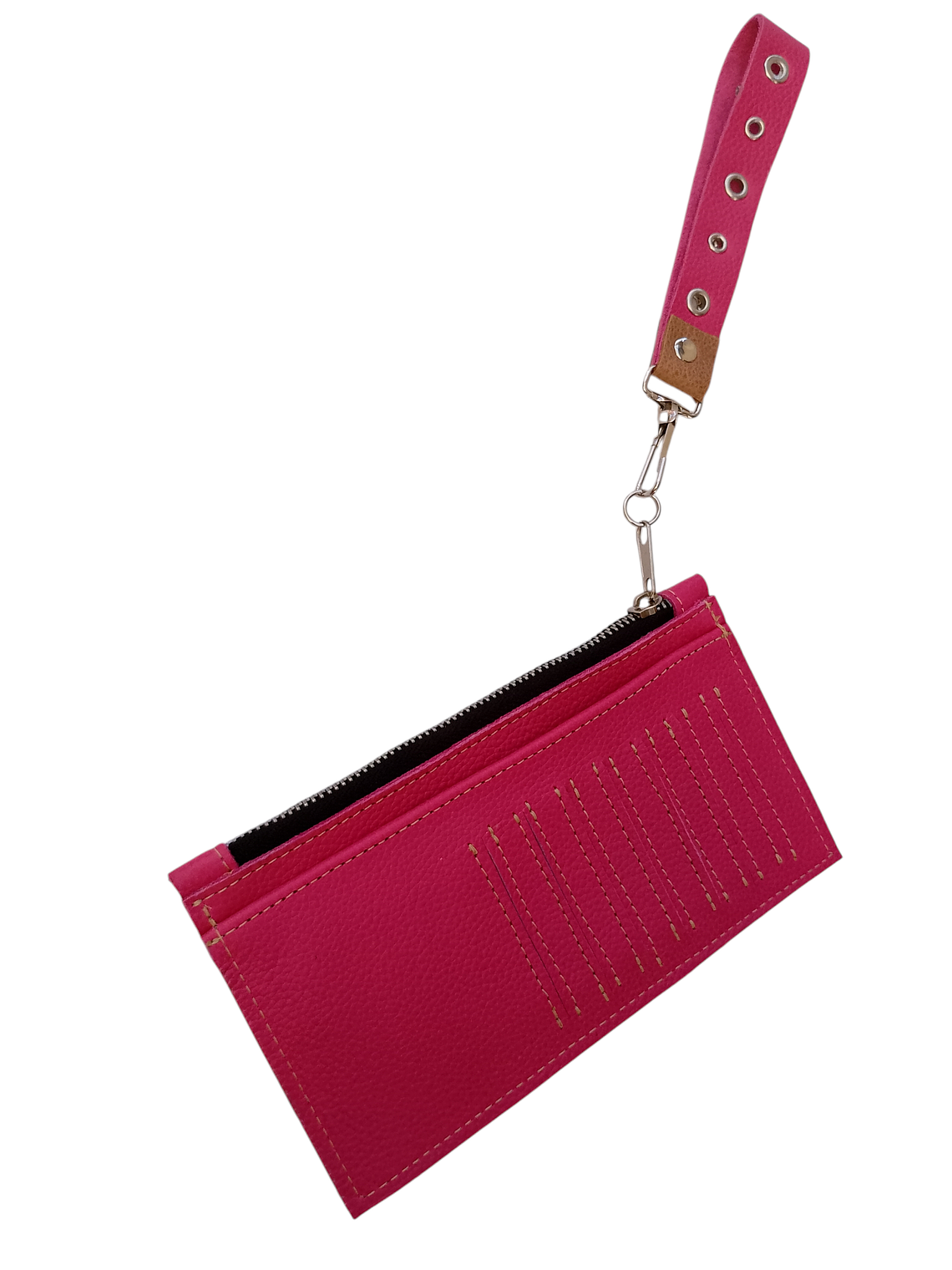 BILLETERA MUJER  DE CUERO FUCSIA  2