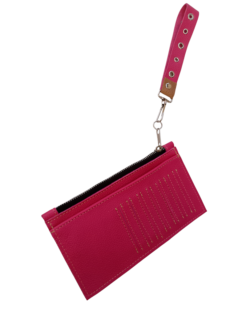 BILLETERA MUJER  DE CUERO FUCSIA  2
