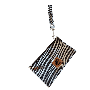 BILLETERA MUJER DE CUERO CEBRA BLANCO Y NEGRO