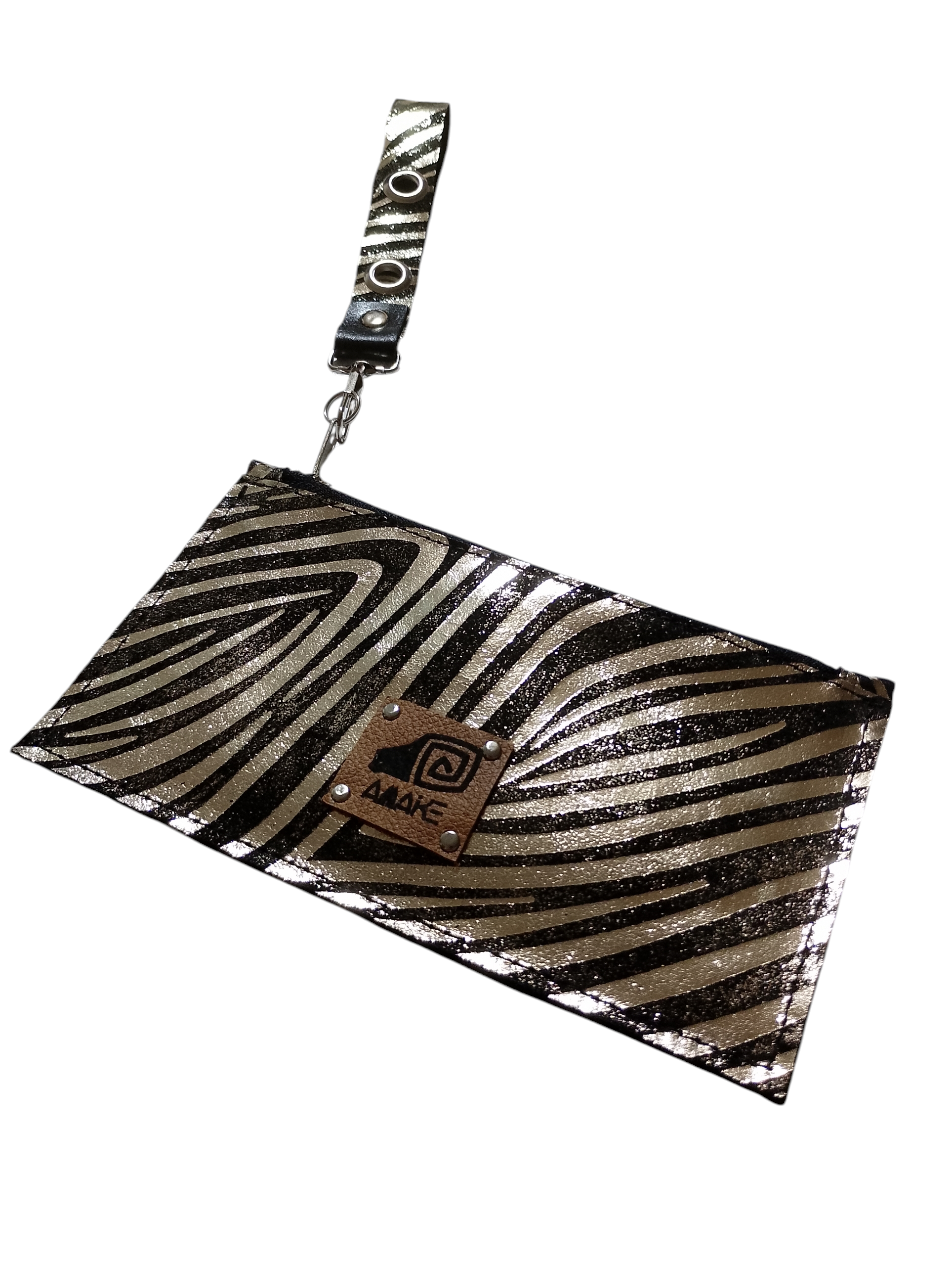 BILLETERA MUJER CEBRA NEGRO DORADO