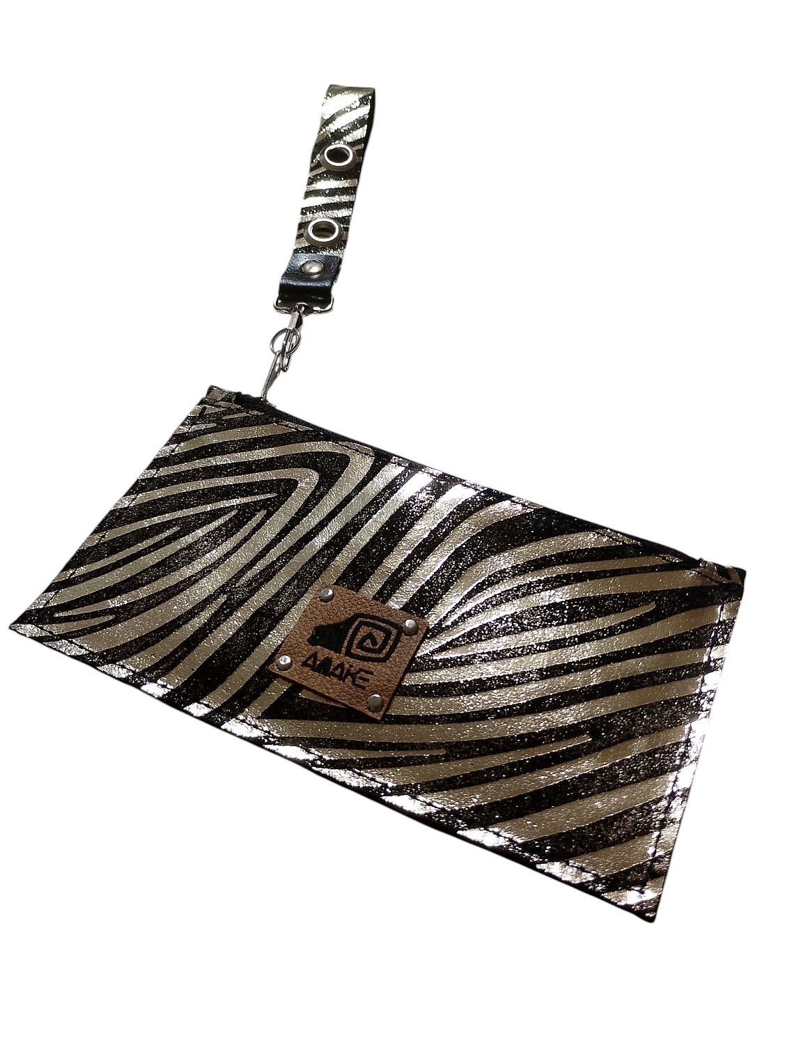 BILLETERA MUJER CEBRA NEGRO DORADO 1