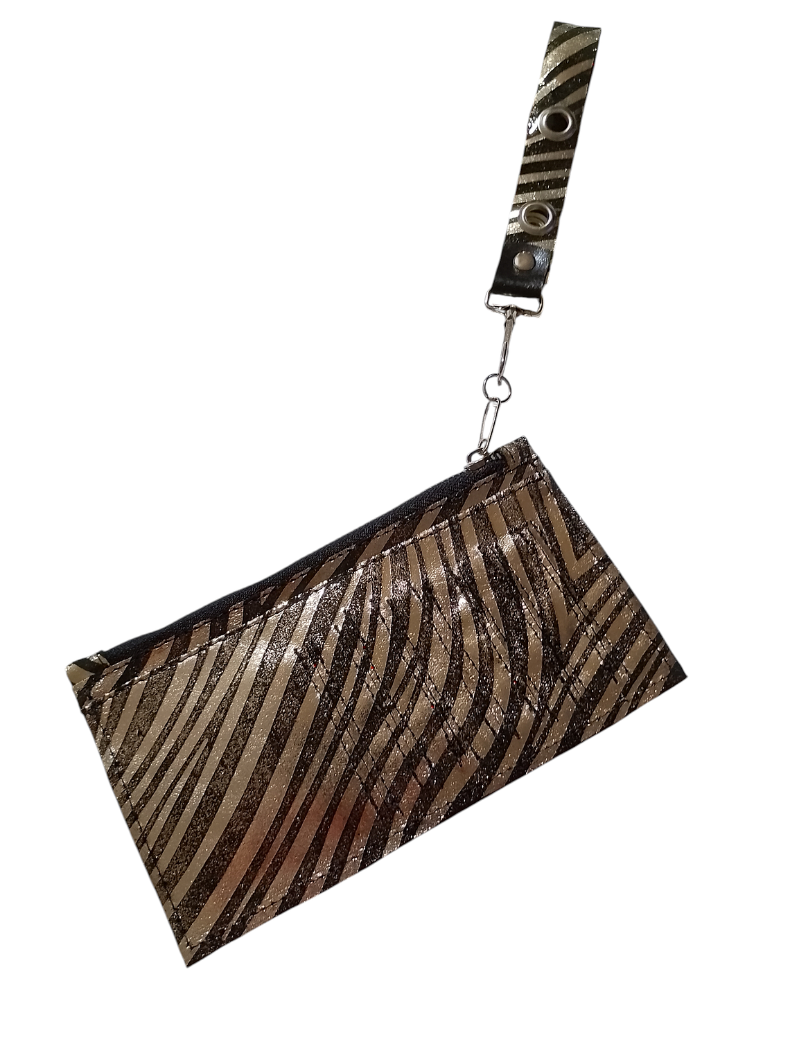 BILLETERA MUJER CEBRA NEGRO DORADO 2