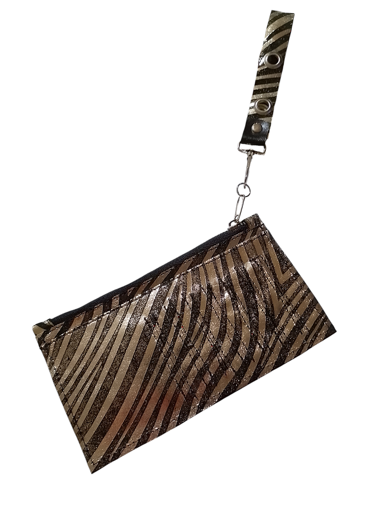 BILLETERA MUJER CEBRA NEGRO DORADO 2