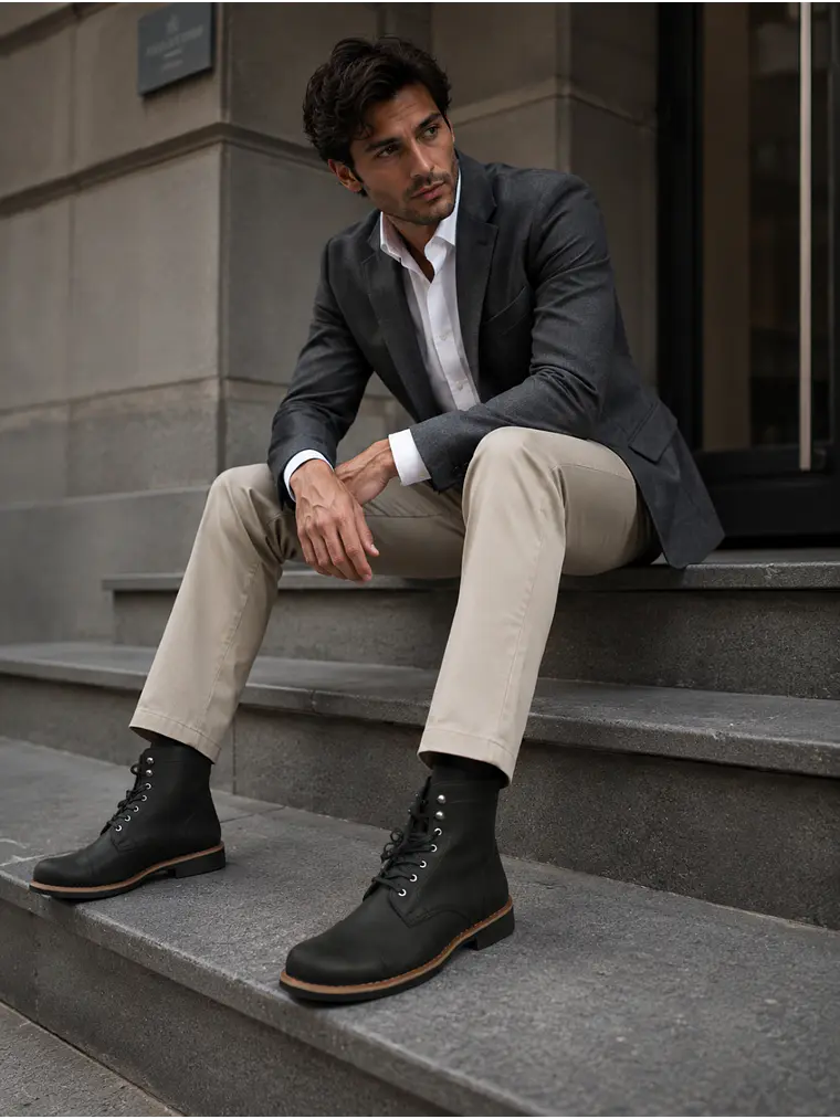 BOTIN URBANO HOMBRE CUERO NEGRO 2