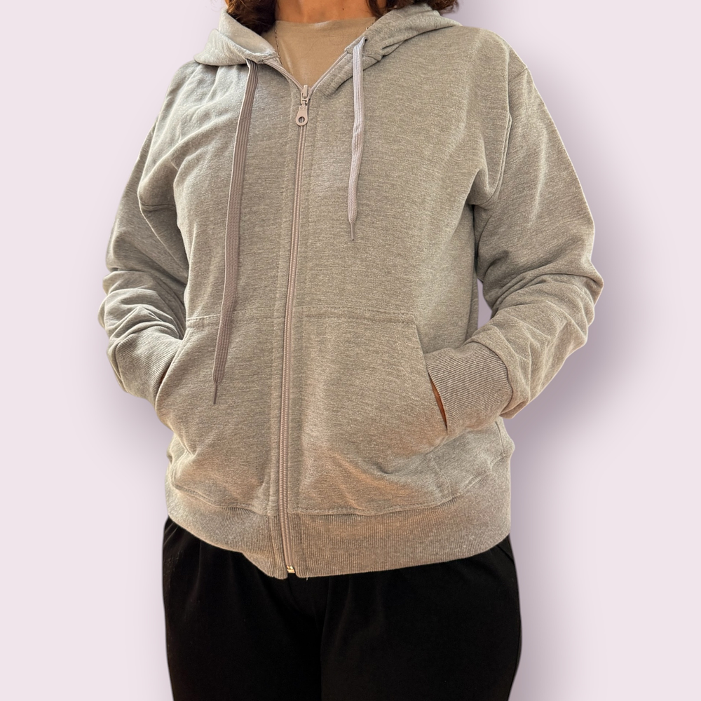 Poleron algodón gris