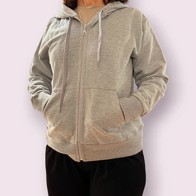 Poleron algodón gris