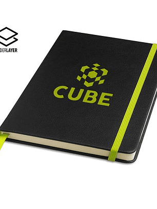Bloco de Notas A5 Personalizado STYLEBOOK - Capa Laser PU e 80 Folhas com Elástico e Marcador