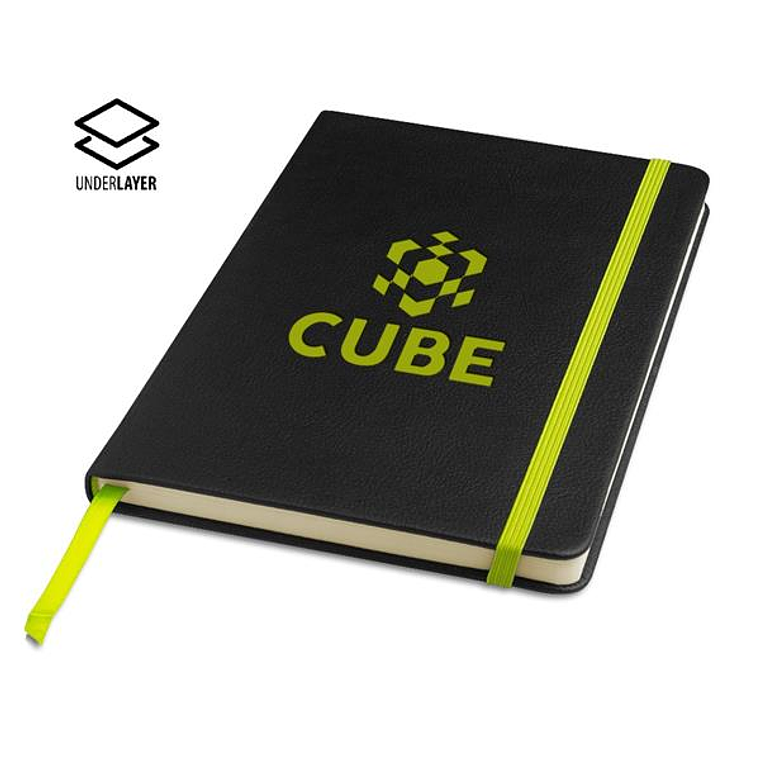 Bloco de Notas A5 Personalizado STYLEBOOK - Capa Laser PU e 80 Folhas com Elástico e Marcador 1