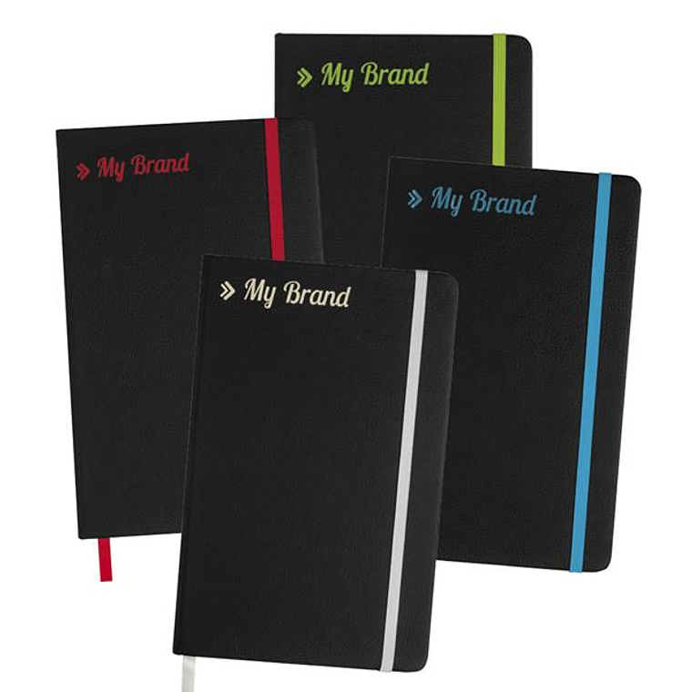 Bloco de Notas A5 Personalizado STYLEBOOK - Capa Laser PU e 80 Folhas com Elástico e Marcador 5