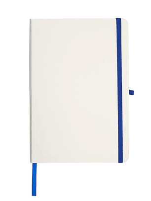 Bloco de Notas A5 Personalizado NOTECOLUR - Capa Branca com Detalhes Coloridos e Suporte para Caneta