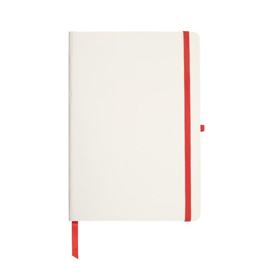 Bloco de Notas A5 Personalizado NOTECOLUR - Capa Branca com Detalhes Coloridos e Suporte para Caneta 3