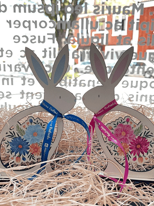 Conjunto Coelho da Páscoa Personalizado em MDF - Decoração Exclusiva para a Páscoa