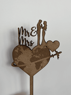 Topper de Bolo Personalizado - Mr & Mrs - Decoração para Casamento