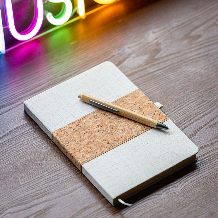 Bloco A5 com Capa em Cortiça e Linho - 128 Folhas para Notas XL 5