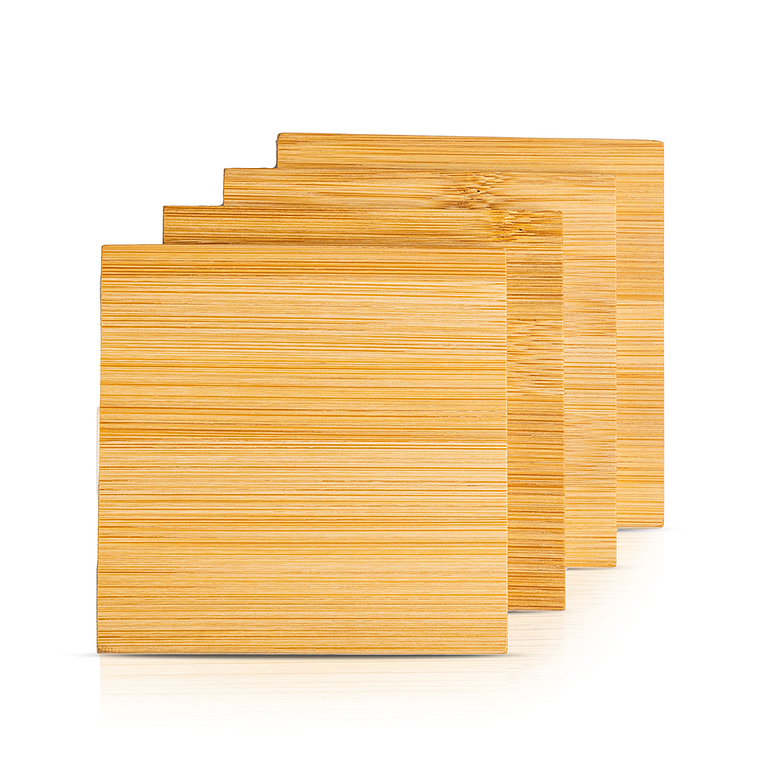 Set de 4 Bases de Bambu para Copos com Bolsa - Personalizável 2