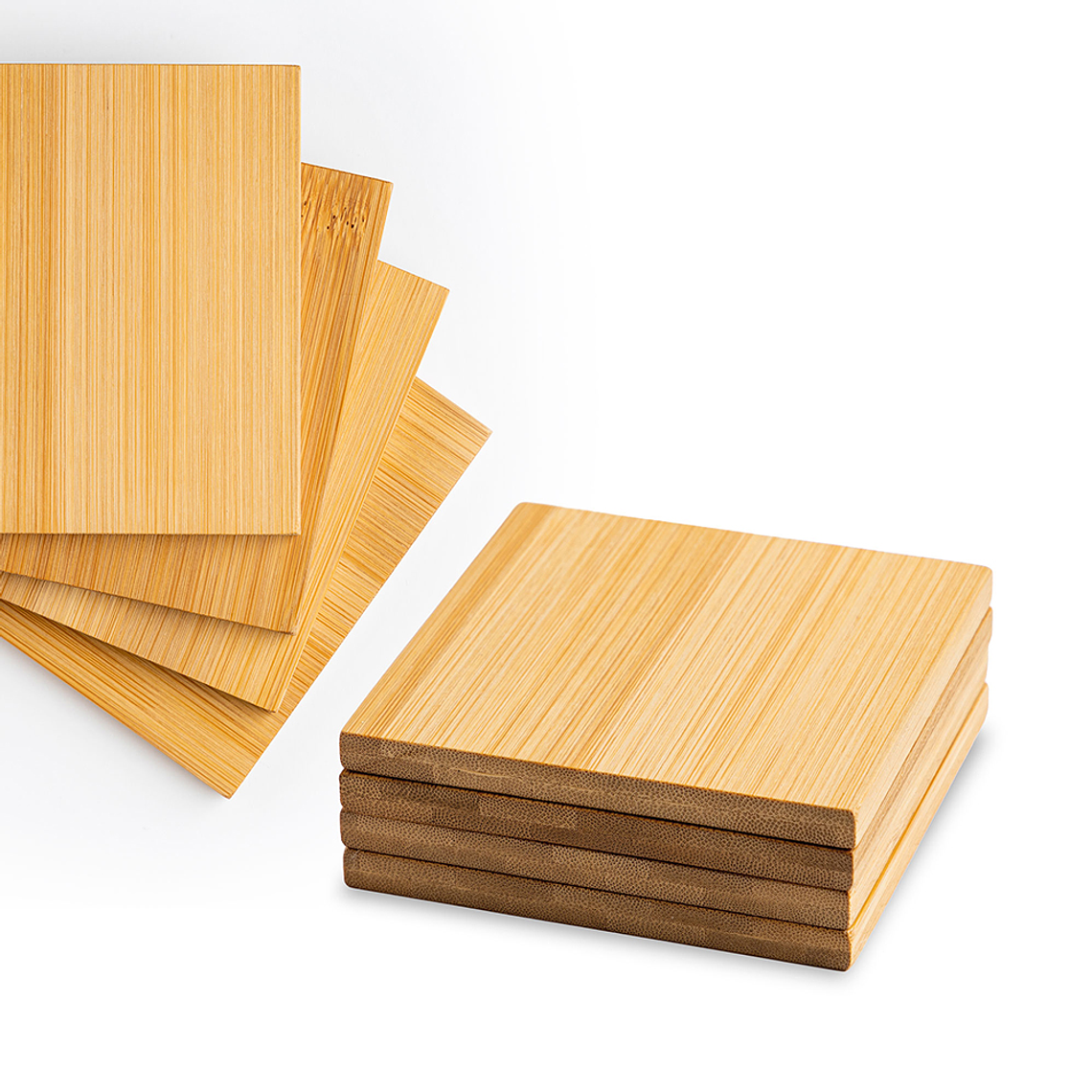 Set de 4 Bases de Bambu para Copos com Bolsa - Personalizável 5