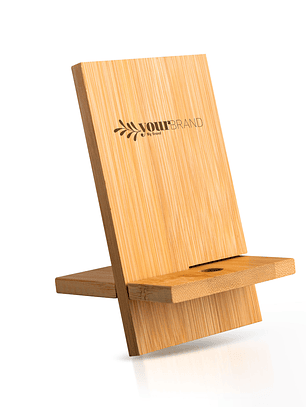 Suporte de Bambu para Telefone com Ranhura para Cabo - Prático e Ecológico
