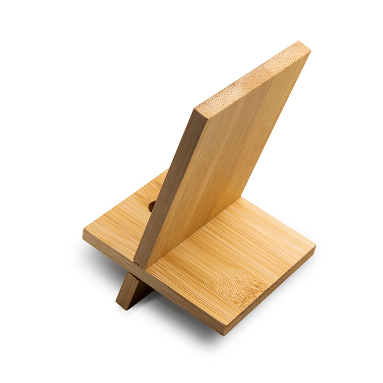 Suporte de Bambu para Telefone com Ranhura para Cabo - Prático e Ecológico 4
