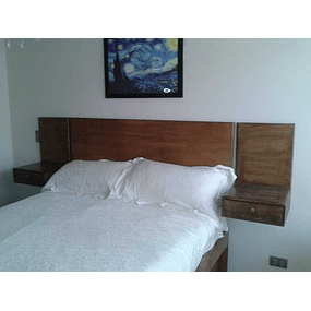 Cama de 2 plazas con cajones respaldo y veladores aéreos