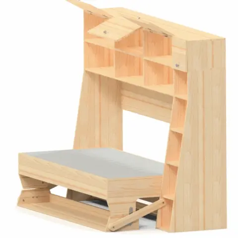 Cama abatible con repisas y puertas