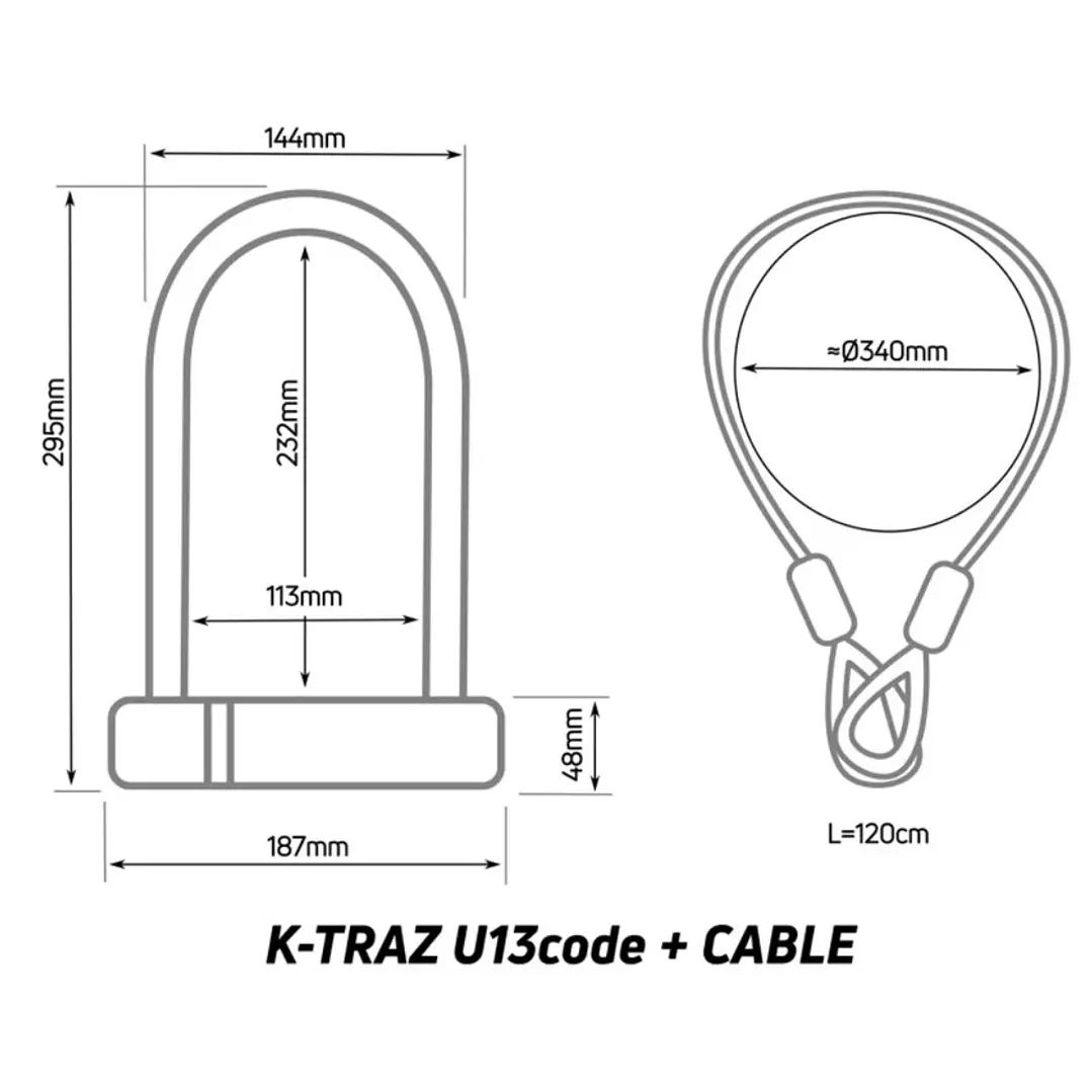 Candado U-Lock Zéfal K-Traz U13 Con Cable y Código 2