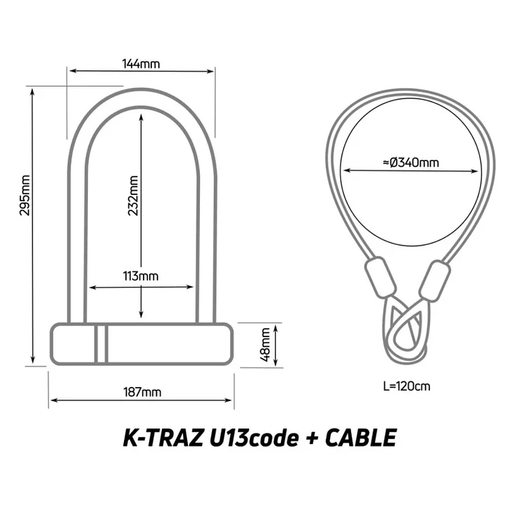 Candado U-Lock Zéfal K-Traz U13 Con Cable y Código 2