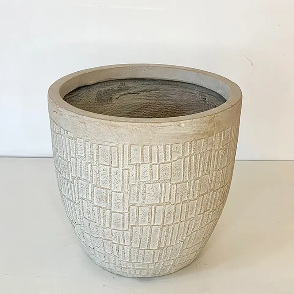 Macetero curvo cuadros beige 1