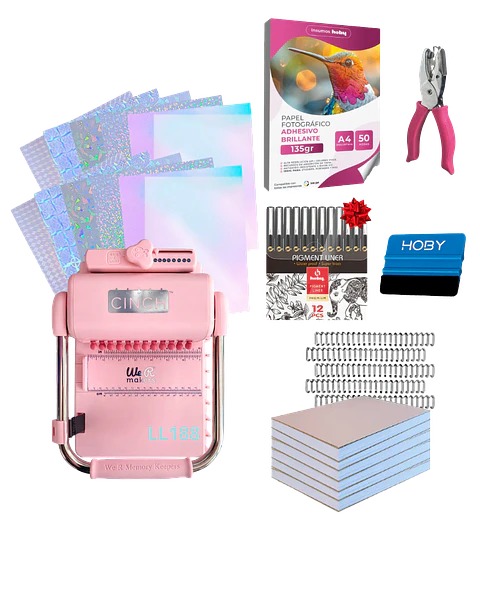 Encuadernadora Cinch Pink Perforación Redonda Kit Ll188