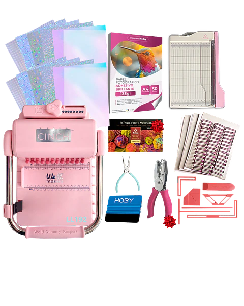 Encuadernadora Cinch Pink Perforación Redonda Kit Ll192
