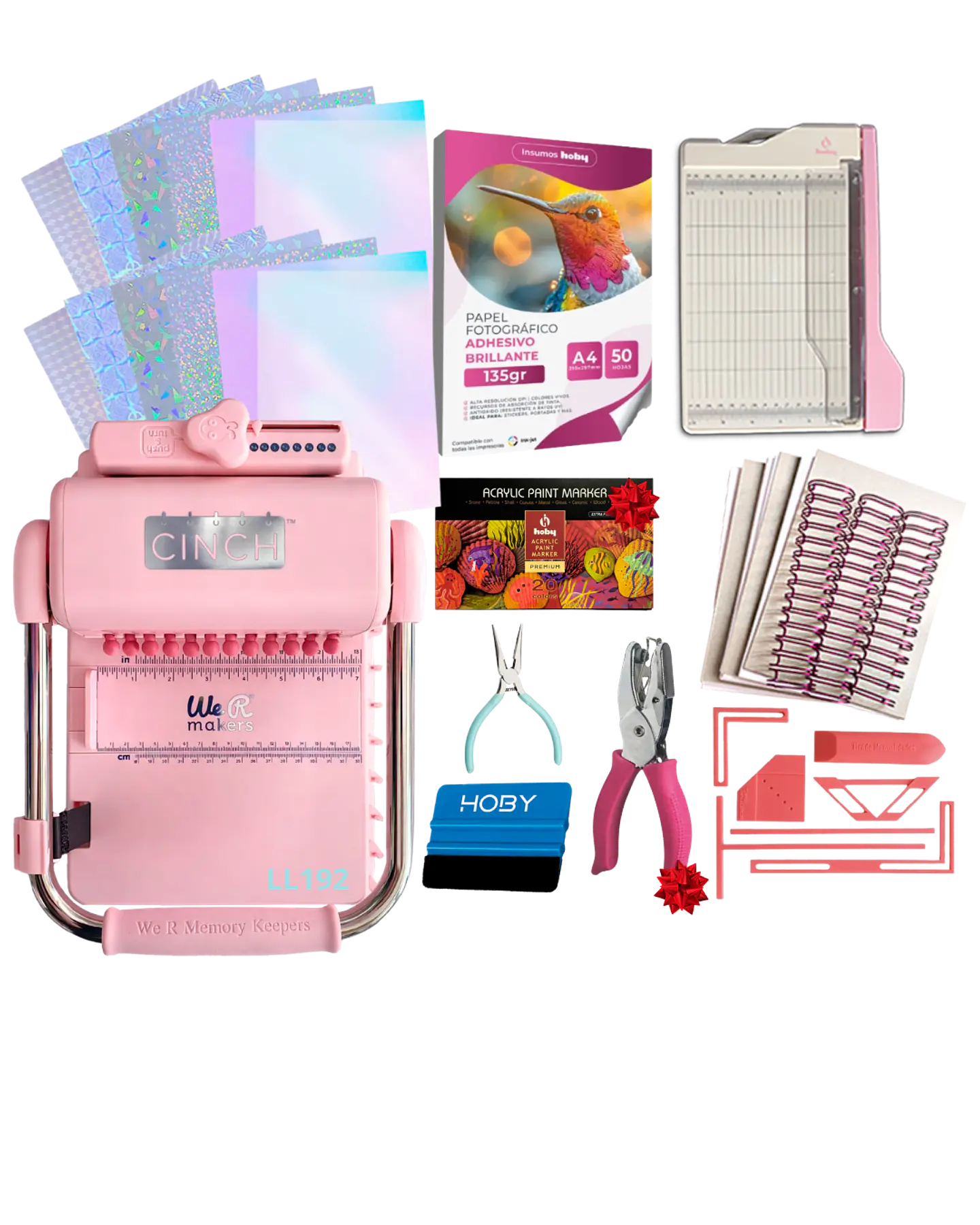Encuadernadora Cinch Pink Perforación Redonda Kit Ll192 1