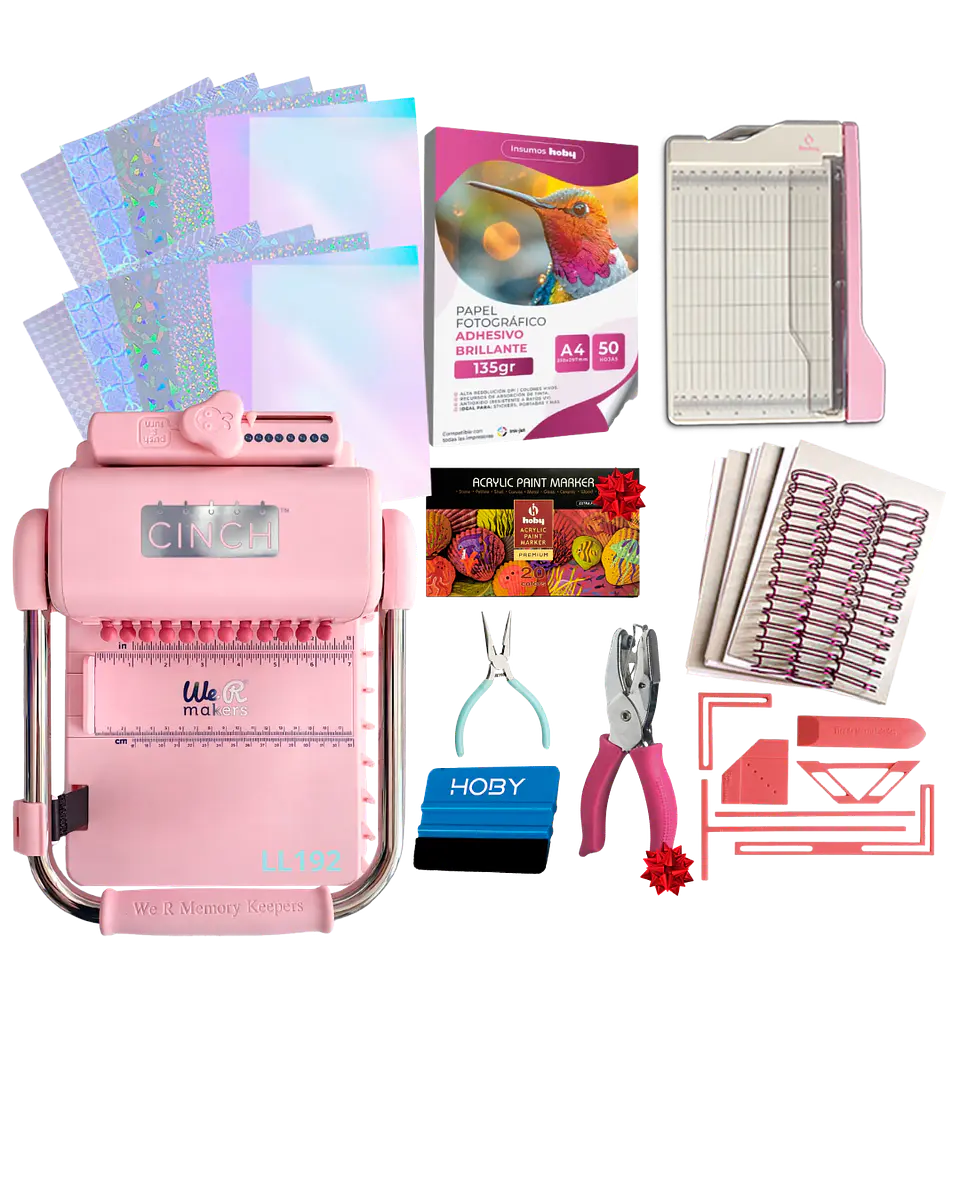 Encuadernadora Cinch Pink Perforación Redonda Kit Ll192 1