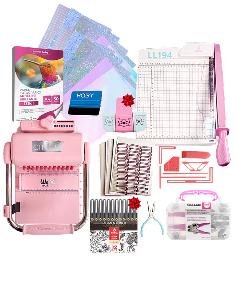 Encuadernadora Cinch Pink Perforación Redonda Kit Ll194