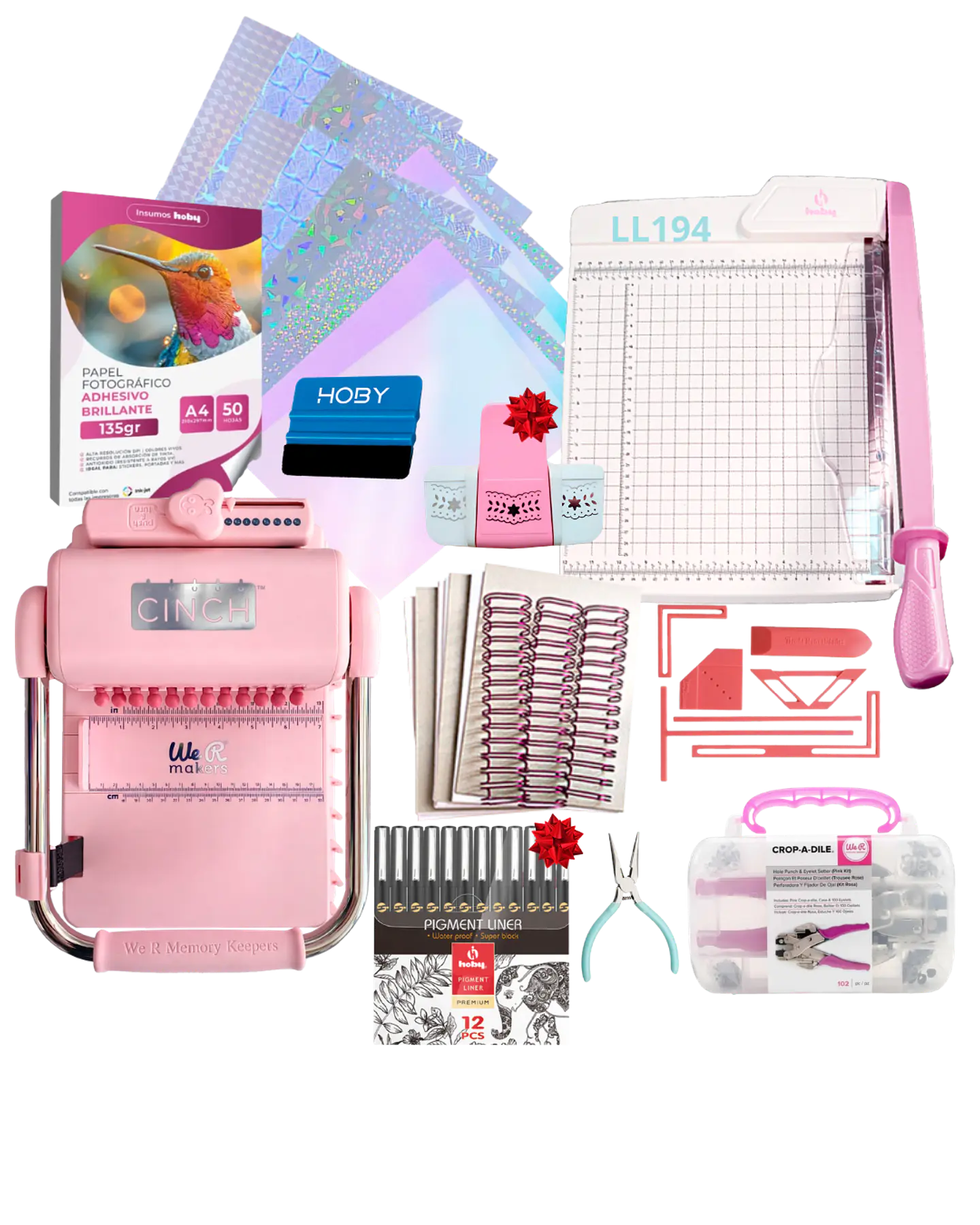 Encuadernadora Cinch Pink Perforación Redonda Kit Ll194 1