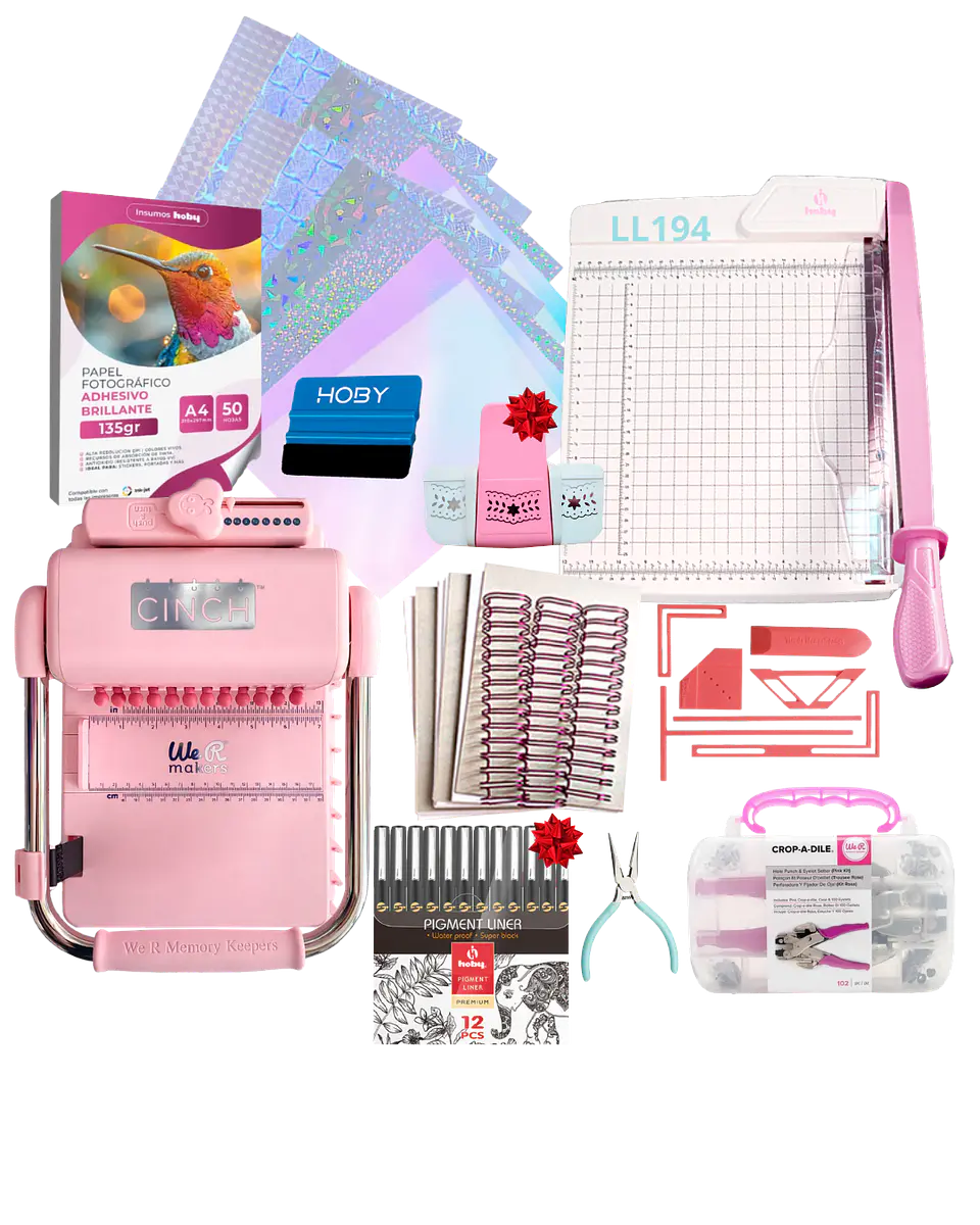 Encuadernadora Cinch Pink Perforación Redonda Kit Ll194 1