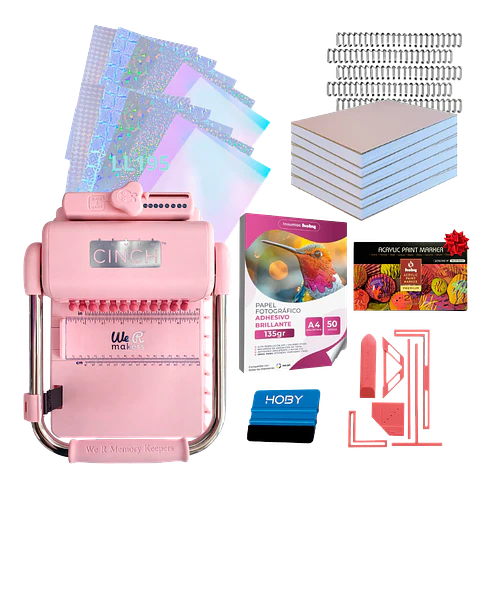 Encuadernadora Cinch Pink Perforación Redonda Kit Ll195