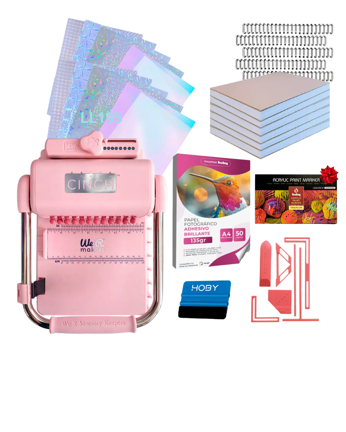 Encuadernadora Cinch Pink Perforación Redonda Kit Ll195 1