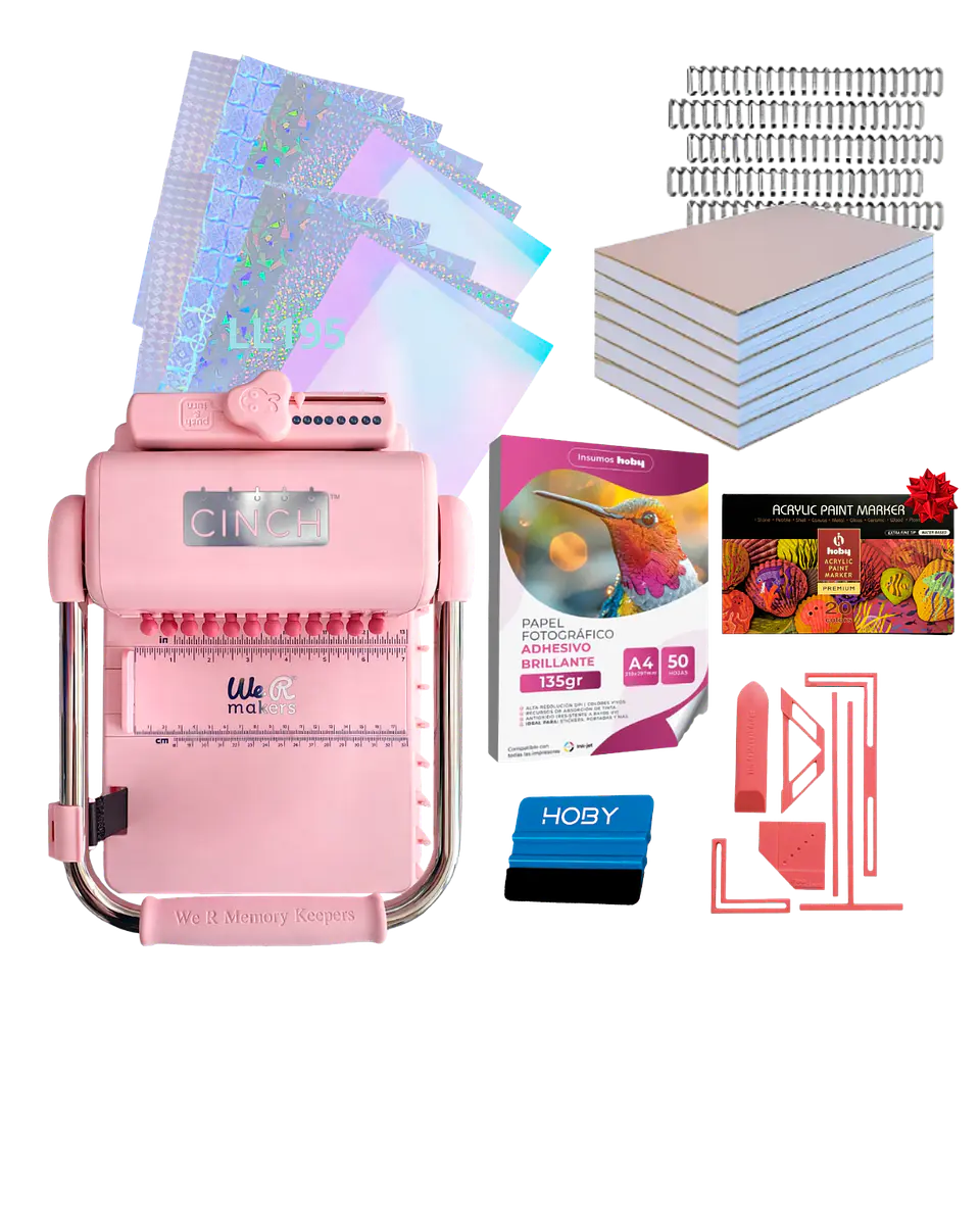 Encuadernadora Cinch Pink Perforación Redonda Kit Ll195 1