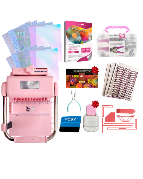 Encuadernadora Cinch Pink Perforación Redonda Kit Ll196
