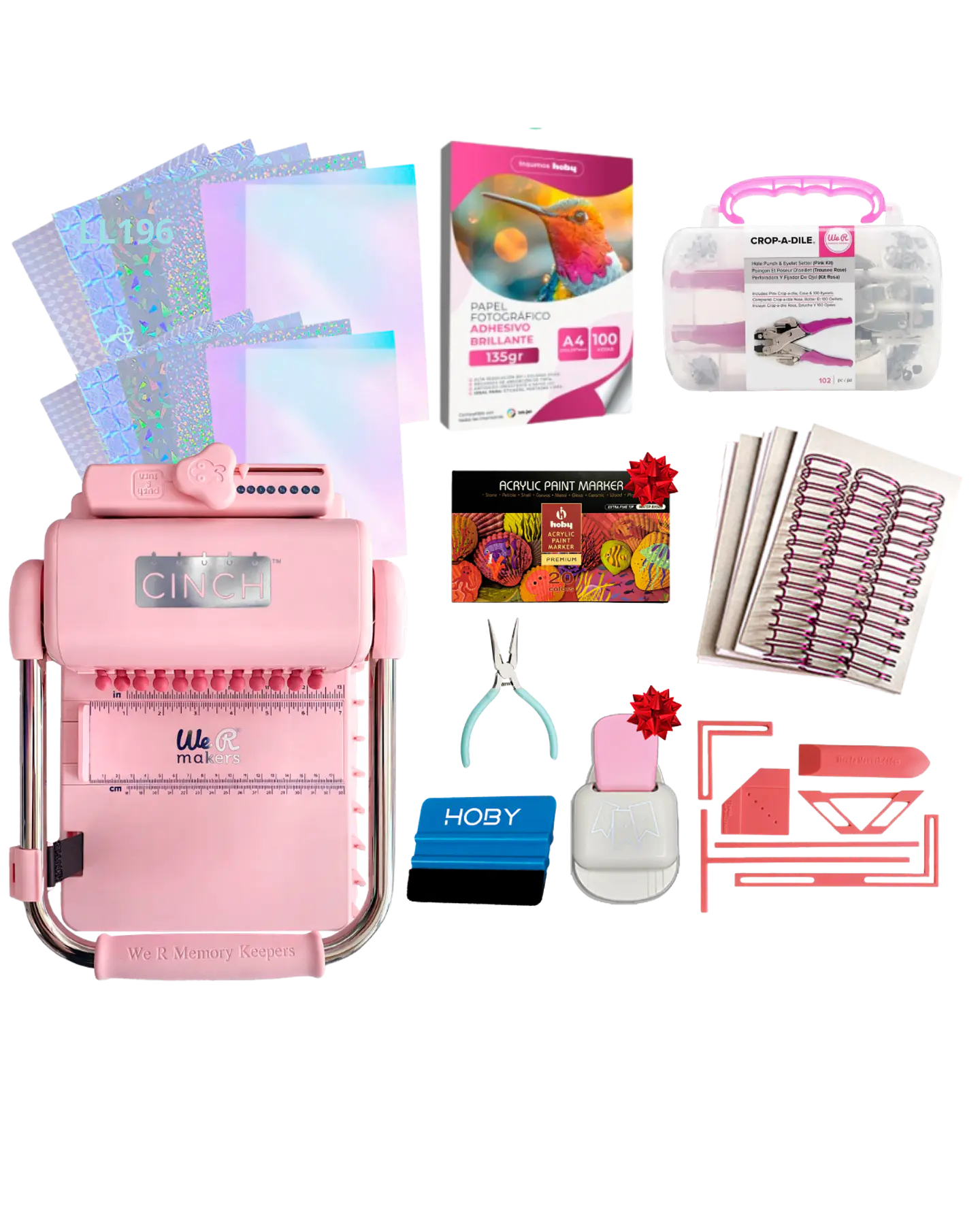 Encuadernadora Cinch Pink Perforación Redonda Kit Ll196 1